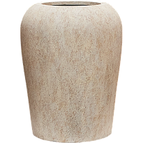 Lena 61cm Tall Planter | Beige Travertine Ficonstone Large Round Indoo...
