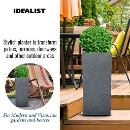 IDEALIST Lite Textured Concrete Effect Tall Square Outdoor Planter