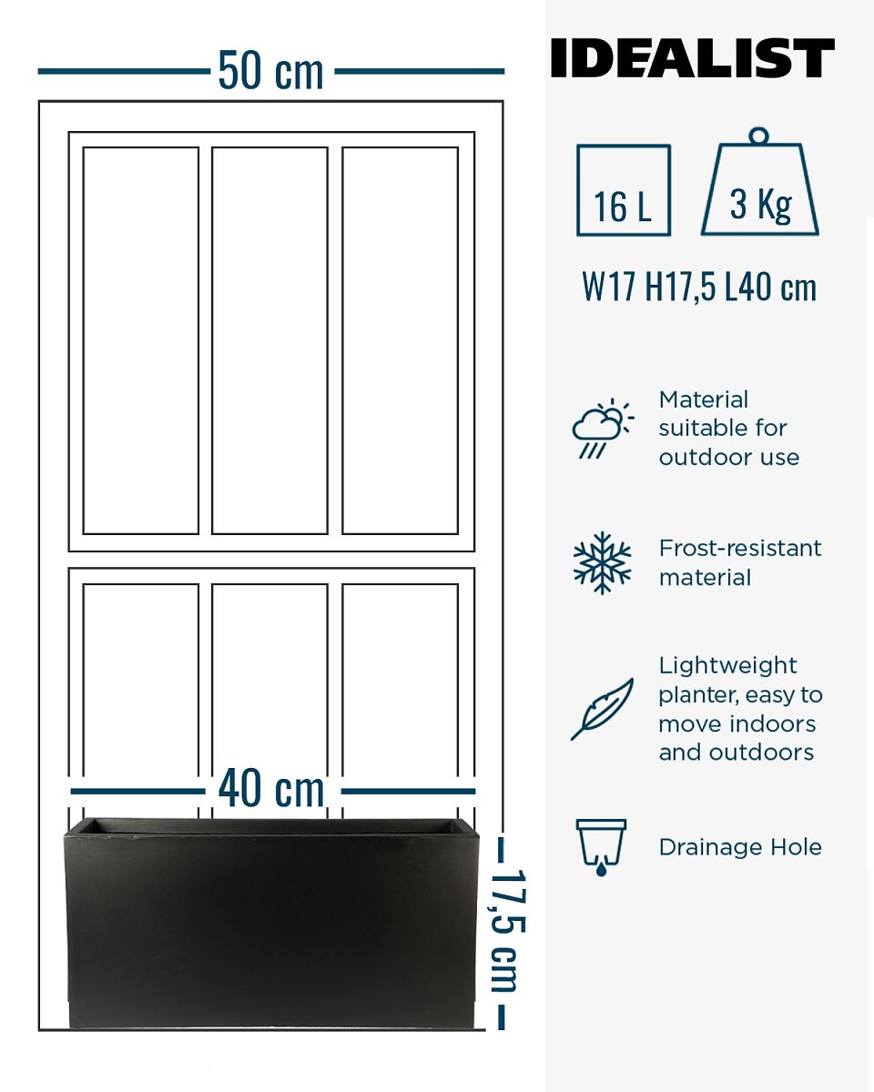 IDEALIST Lite Window Box Light Concrete Planter