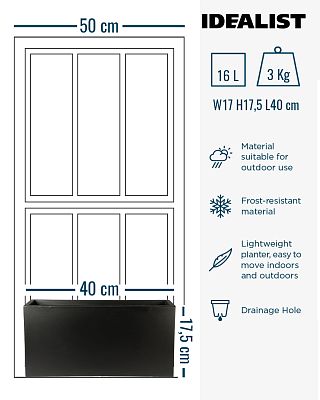 IDEALIST Lite Window Box Light Concrete Planter
