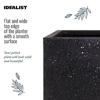 IDEALIST Lite Square Box Contemporary Marble Light Concrete Planter