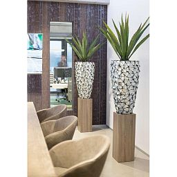 Shell Conical Round Tall Polystone Indoor Planter