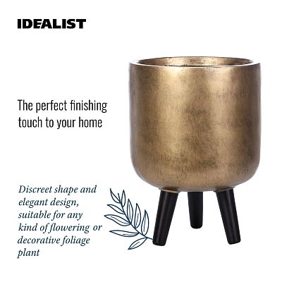 IDEALIST Lite Concrete Effect Round Planter on Legs, Round Pot Plant Stand Indoor