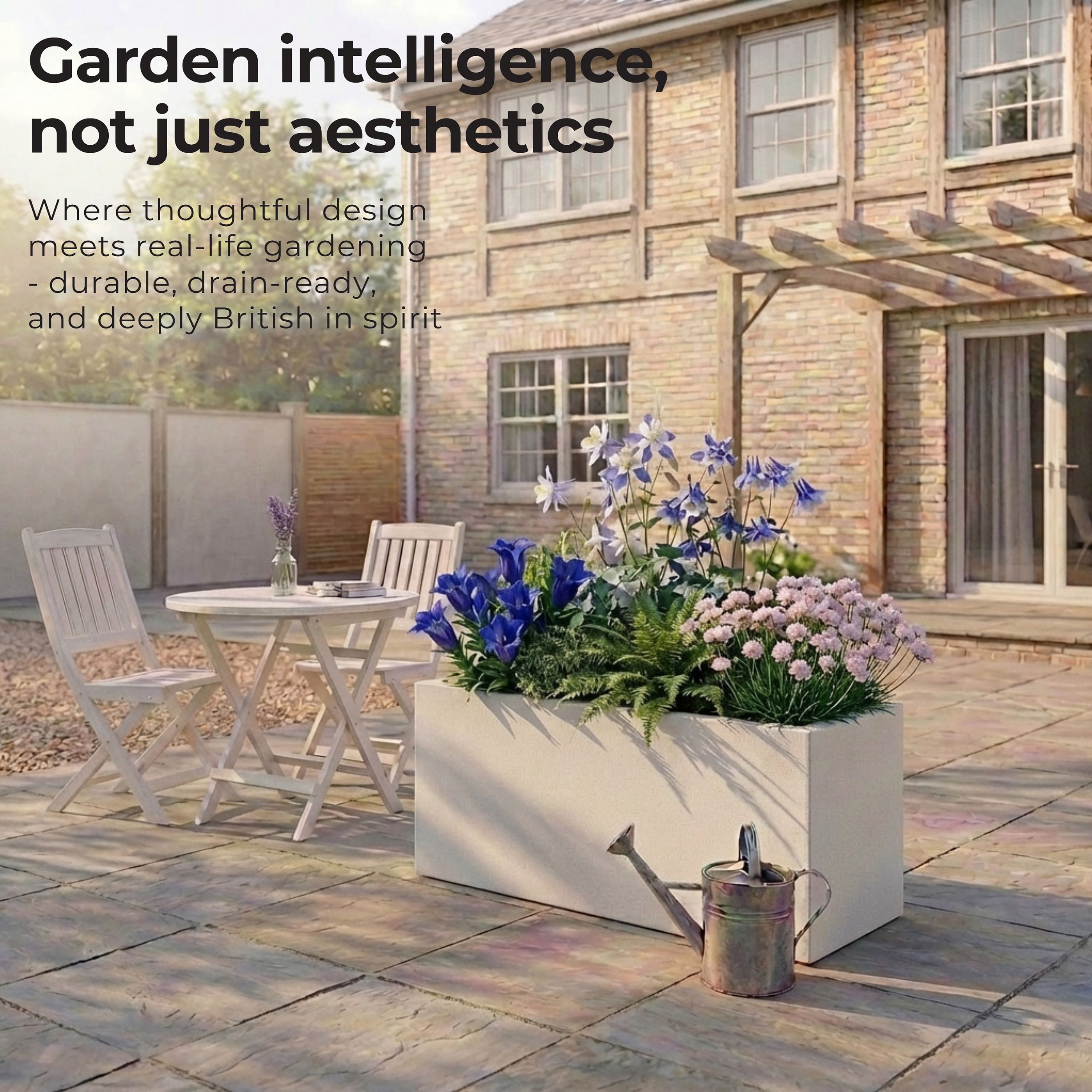 IDEALIST Lite Contemporary Light Concrete High Trough Planter