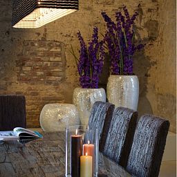 One Round Tall Polystone Indoor Planter