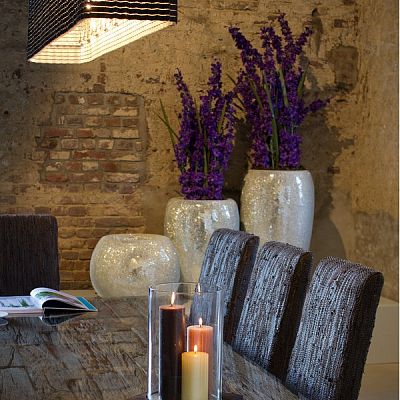 One Round Tall Polystone Indoor Planter