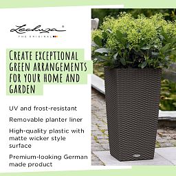 LECHUZA CUBICO Cottage Square Tall Poly Resin Self-watering Planter
