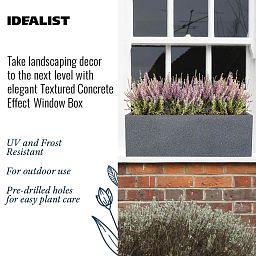 IDEALIST Lite Textured Concrete Effect Trough Outdoor Planter