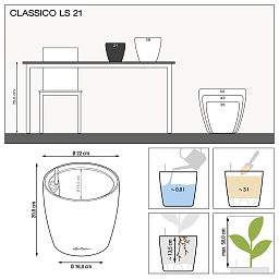 LECHUZA CLASSICO LS Round Poly Resin Self-watering Planter