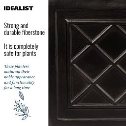 IDEALIST Lite Window Box Faux Lead Lattice Grey Light Stone Planter