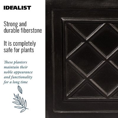 IDEALIST Lite Window Box Faux Lead Lattice Grey Light Stone Planter