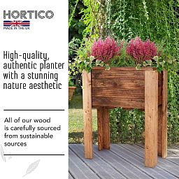 Rustic Scandinavian Redwood Raised Bed Outdoor Planter on Legs Made in UK by HORTICO