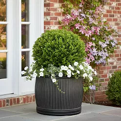 IDEALIST Lite Vertical Ribbed Vintage Style Barrel Round Planter