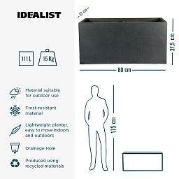 IDEALIST Lite Contemporary Light Concrete Trough Planter