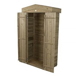 Installed Outdoor Pressure Treated Wooden Overlap Apex Tall Garden Store by Forest Garden