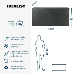 IDEALIST Lite Contemporary Light Concrete High Trough Planter