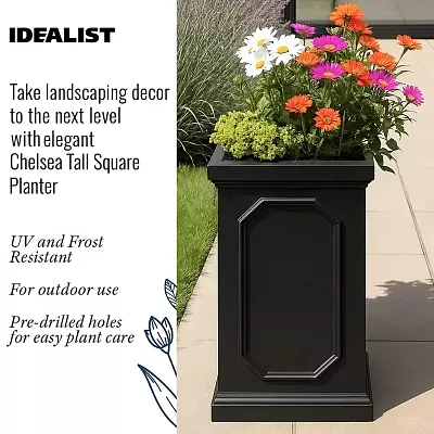 IDEALIST Lite Faux Lead Chelsea Light Concrete Tall Square Planter