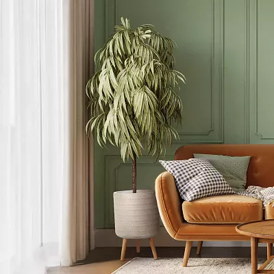 IDEALIST Lite Plaited Style Cylinder Planter on Legs, Round Pot Plant Stand Indoor