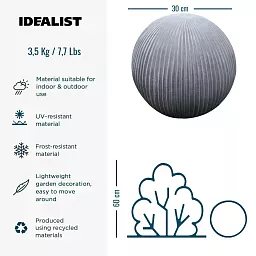 IDEALIST Lite Vertical Ribbed Outdoor Garden Decorative Ball