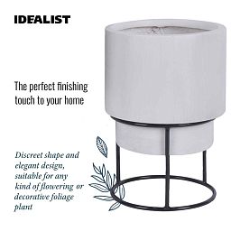 Set of two IDEALIST Lite Smooth Style Round Indoor Planters on Metal Stand