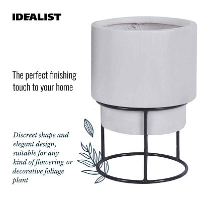 Set of two IDEALIST Lite Smooth Style Round Indoor Planters on Metal Stand