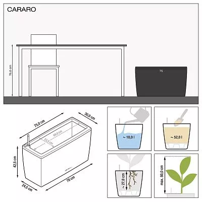LECHUZA CARARO Trough Poly Resin Self-watering Planter