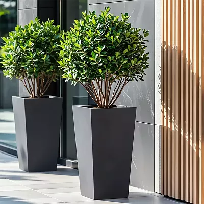 IDEALIST Lite Tall Tapered Contemporary Light Concrete Planter Set