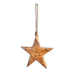 Christmas Tree Mango Wood Hanging Decoration Star