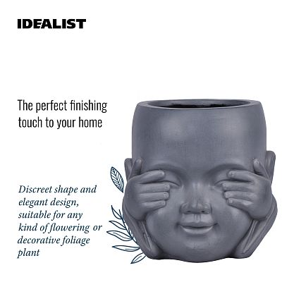 Baby Monk See No Evil Oval Face Plant Pot Indoor by Idealist Lite