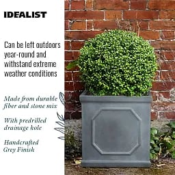 IDEALIST Lite Faux Lead Chelsea Box Square Light Concrete Planter