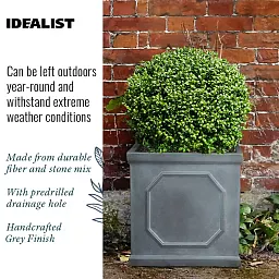 IDEALIST Lite Faux Lead Chelsea Box Square Light Concrete Planter