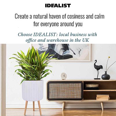 IDEALIST Lite Modern Ribbed Cylinder Planter on Legs, Round Pot Plant Stand Indoor