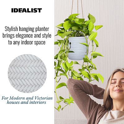 IDEALIST Lite Plaited Style Table and Hanging Plant Pot Dual Use Indoor Egg Planter