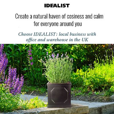 IDEALIST Lite Faux Lead Chelsea Box Square Grey Light Stone Planter