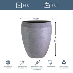 IDEALIST Lite Ribbed Light Concrete Vase Planter
