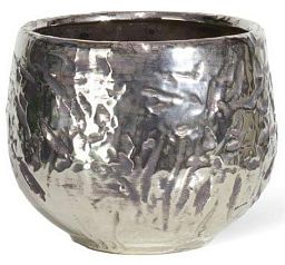 Luxury Ancient Chrome Round Polystone Indoor Planter