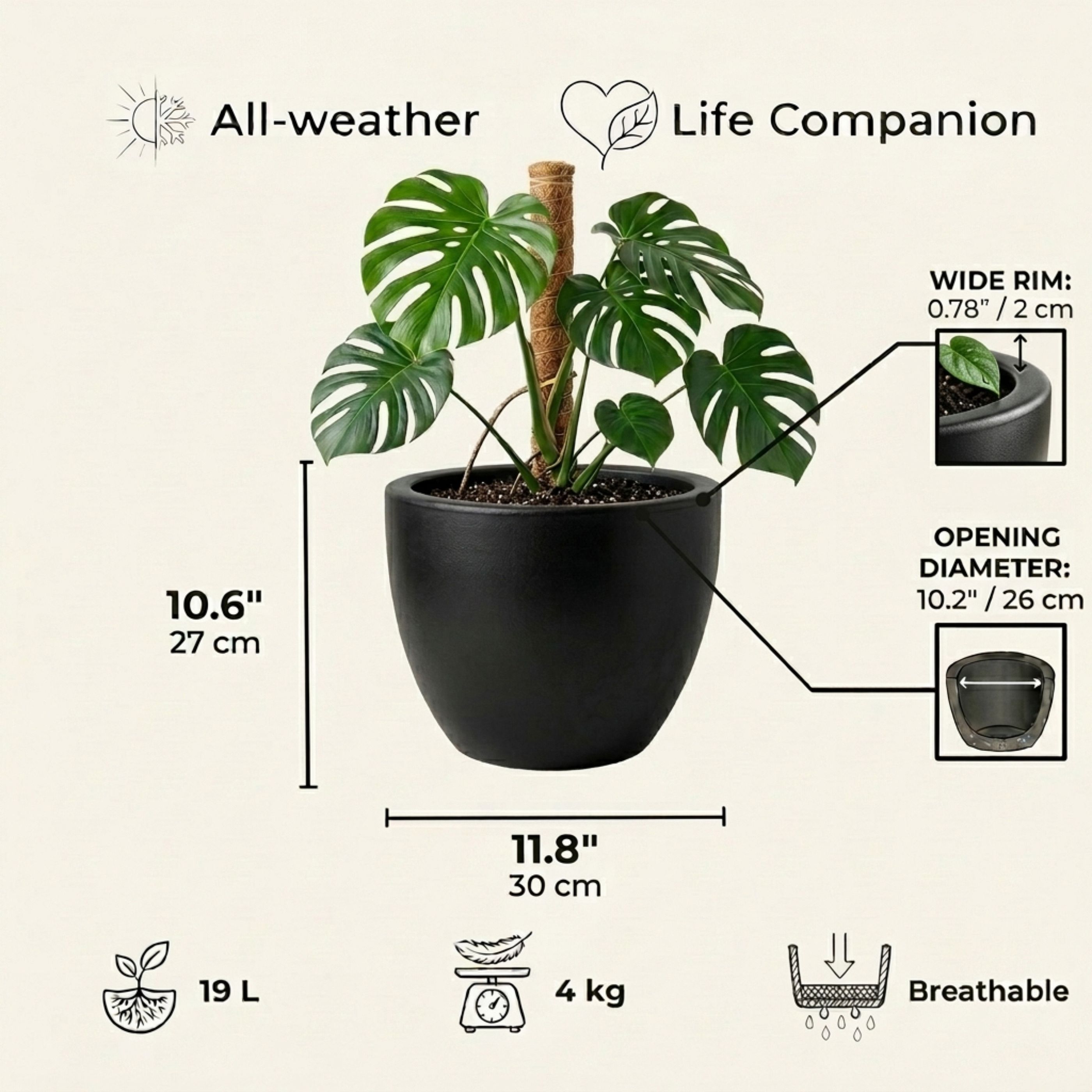 IDEALIST Lite Contemporary Light Concrete Egg Planter