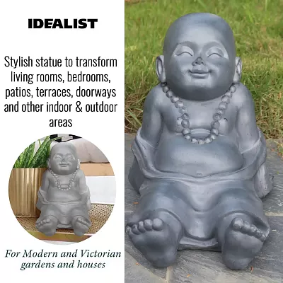 IDEALIST Lite Resting Baby Monk Grey Indoor and Outdoor Statue L31 W22.5 H26 cm
