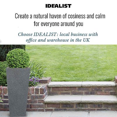 IDEALIST Lite Textured Concrete Effect Tall Tapered Outdoor Planter
