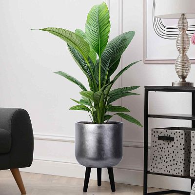 IDEALIST Lite Concrete Effect Round Planter on Legs, Round Pot Plant Stand Indoor