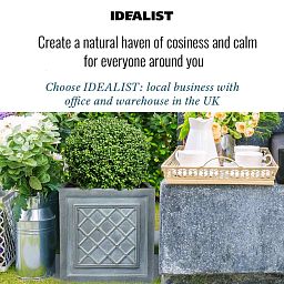 IDEALIST Lite Faux Lead Lattice Planter Light Concrete Square Box