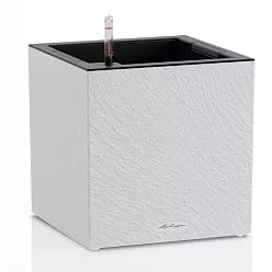 LECHUZA CANTO Slatestone Low Square Poly Resin Self-watering Planter