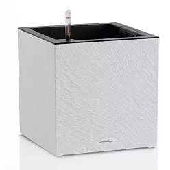 LECHUZA CANTO Slatestone Low Square Poly Resin Self-watering Planter