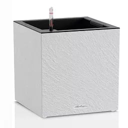 LECHUZA CANTO Slatestone Low Square Poly Resin Self-watering Planter