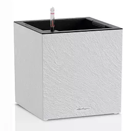 LECHUZA CANTO Slatestone Low Square Poly Resin Self-watering Planter