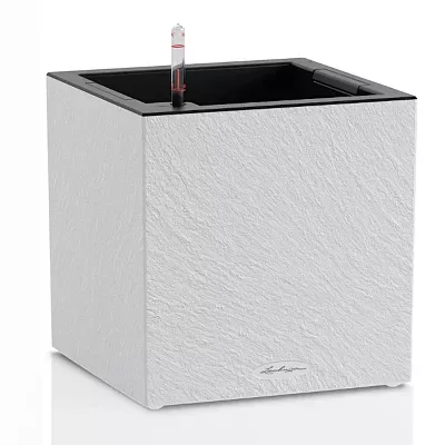 LECHUZA CANTO Slatestone Low Square Poly Resin Self-watering Planter