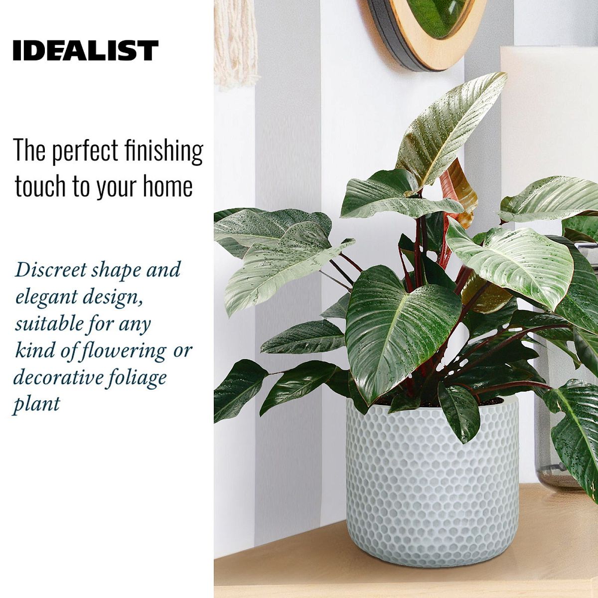 IDEALIST Lite Honeycomb Style Table and Hanging Cylinder Round Plant Pot Dual Use Indoor Planter