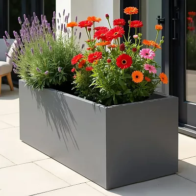 IDEALIST Lite Contemporary Light Concrete Trough Planter