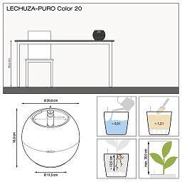 LECHUZA PURO Color Round Poly Resin Self-watering Planter