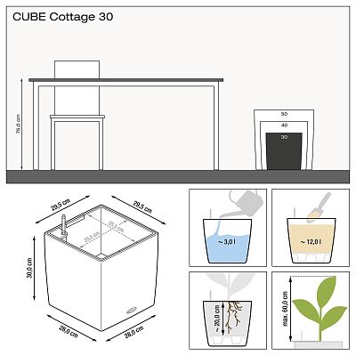 LECHUZA CUBE Cottage Square Poly Resin Self-watering Planter